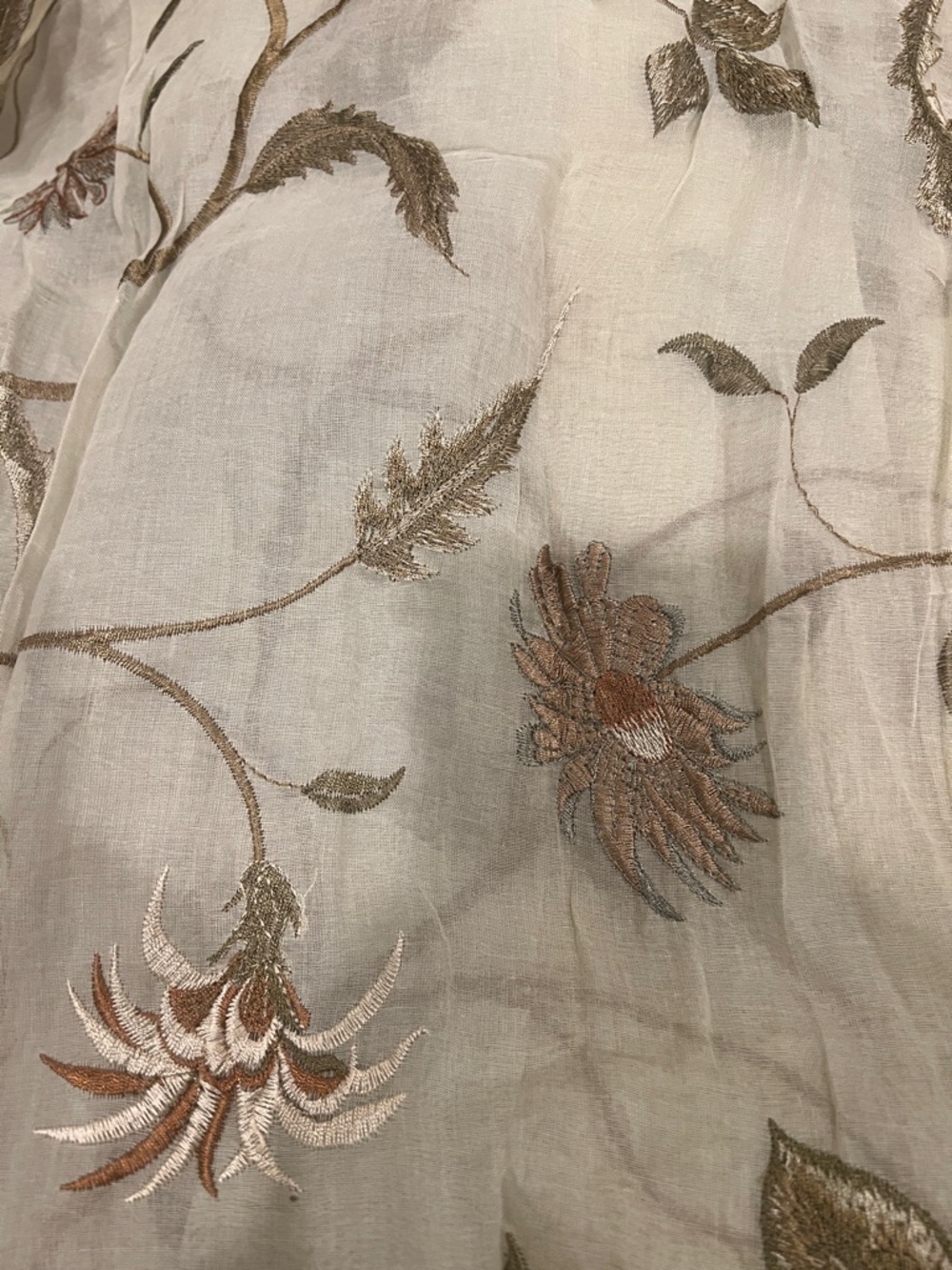 Custom Drapery - Curtain - New – Cotton Sheer with Embroidery Flowers